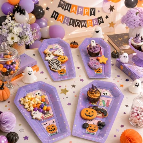24PCS Halloween Paper Plates,Coffin Halloween Disposable Party Plates Decor - image 8
