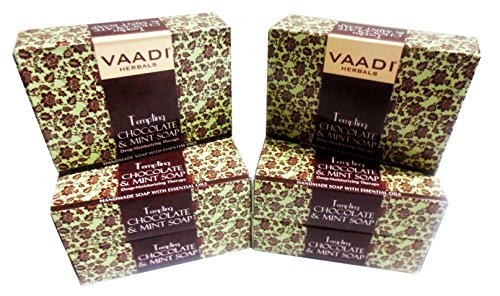 Chocolate and Mint Bar Soap - Deep Moisturising Therapy - Handmade Herbal Soap (Aromatherapy) with 100% Pure Essential Oils - ALL Natural - Best Moisturizer - Each 2.65 Ounces - Pack of 6 (16 Ounces) - Vaadi Herbals