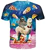 Loveternal Unisex T-Shirt Pizza Cat Tee Shirt 3D Animal Print Shirt Mens Colorful Short Sleeve Novelty T-Shirt M #1