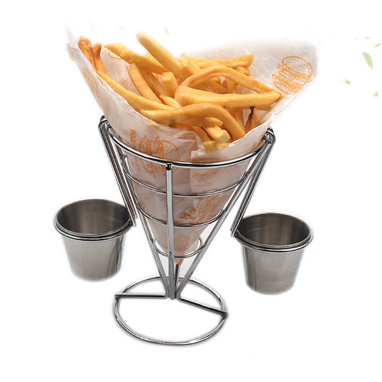 COLLBATH Snack Holder French Fries Cone Commercial Fryer Baskets Restaurant Plates for Chips Snack Display Rack