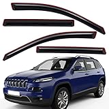 Lightronic Extra Durable Clip-on in-Channel Auto Vent Window Visor, Fits 2014-2023 Jeep Cherokee, UV Protection Rain Guard, Original Wind Deflector, No-Drill Easy Install, Dark Smoke, 4-Pcs