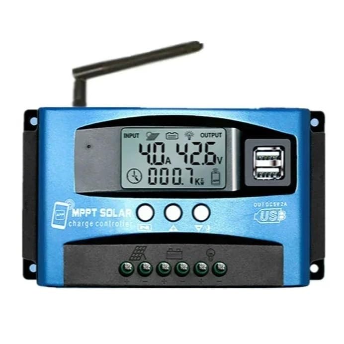 Controlador De Carga Solar MPPT Bluetooth/WIFI 30A-100A, Doble USB, Pantalla LCD, 12V 24V, Cargador Panel , Regulador Con(40A,12V24V BT and WIFI)