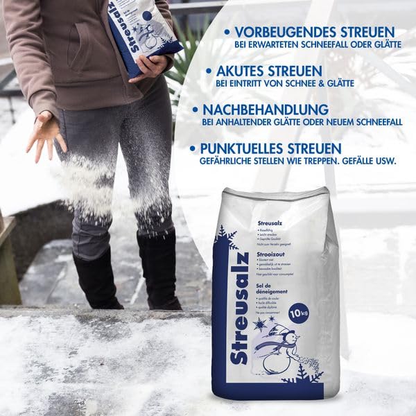 Hamann Streusalz 20 kg - Streusalz Auftausalz Tausalz - Langzeitwirkung bei dickeren Eis & Schneeschichten