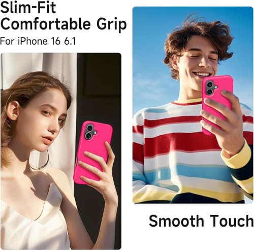 Image of Back Cover Compatible with iPhone 17 Case (6.3) Soft Touch Slim Liquid Silicone Full Protection Shock Proof Back Cover for iPhone 17 (SC Hot Pink)