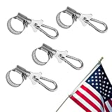 Whip Flag Clips with Carabiner Clamp, Flag Clips for Outside, Stainless Steel Flag Pole Clips for Fl