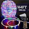 KNONEW 164FT 1000LED Rope Lights Outdoor Indoor,String Lights Waterproof 8 Modes Clear Tube Lights for Outside,Bedroom,Wedding,Garden,Patio,Christmas,Tree,Rv,Holiday Decoration(Multicolor)