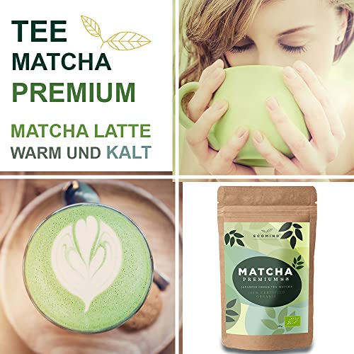 Foto von BIO Matcha Premium Qualität - Aus Japan Kagoshima - EU-zertifizierter Grüner Tee Bio Matcha Pulver Steingemahlen - Ideal für Matcha Latte, Smoothie, Dessert - Detox Tee - Low Carb (100 g (1er Pack)