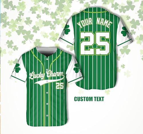 Personalized St Patrick's Day Baseball Jersey - Custom Saint Pattys Tee & Irish Jersey with Name & Number, Funny St Patrick's Day Outfit Shirt Women Men miniatura 4
