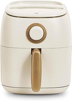 Air Fryer Tasti-Crisp, Compact 2.6 Qt Capacity with AirCrisp Technology, Non-stick Ceramic, Extra-Large Crisper Drawer, Cream with Brushed Gold Accents