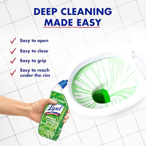 Image of Lysol Toilet Bowl Cleaner Clinging Gel, Cleaning, Disinfecting, and Stain Removal, Bleach Free Bathroom Cleaning Supplies, Bamboo Scent, 24 fl oz. (2 Pack)