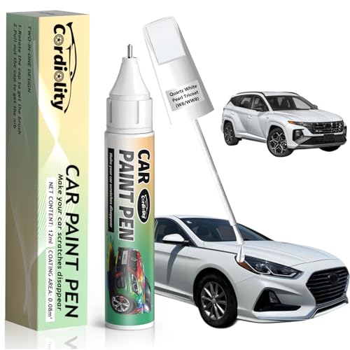 Image of W8 /WW8 Quartz White Pearl Tricoat Touch Up Paint for Hyundai, Color Accurate Car Paint Scratch Repair Pen, Quick & Easy Fix Automotive Chips and Nicks
