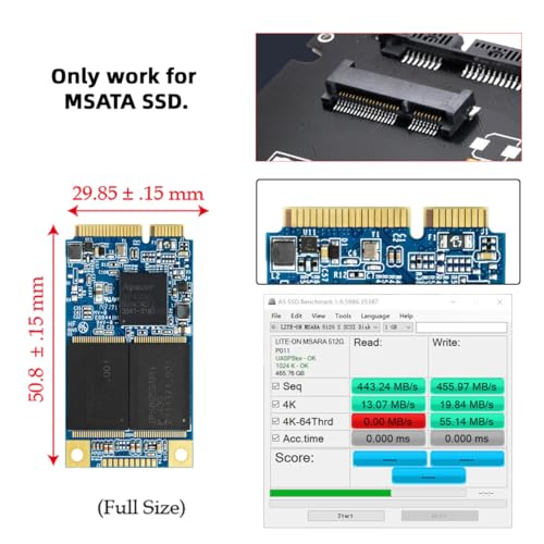 Adaptador 50Pin mSATA a SATA 3.0 6Gbps 2.5" miniatura 5