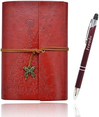 Freude Lined Writing Journals Notebook (Value Pack) Refillable Leather Women's Notebook Journals, A6(7×5inch) Travel Diary, Best Gift for Teens Girls and Boys (Red,Lined Journals)