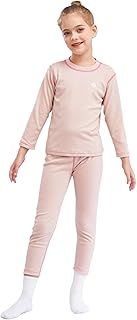 Ropa Interior Térmica para Niños Niña Camisa Manga Larga De Color Sólido Y Pantalones Pijama Dos Piezas De Forro Polar Ropa De Invierno