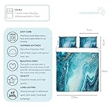 HOMHOMH Teal Blue Marble Duvet Cover King Size set 230x220cm - Super Soft Microfiber Bedding Set with 2 Pillowcases, Wrinkle & Stain Resistant, Modern King Bed Set - Image 5