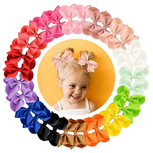 30pcs Hair Bows for Girls 3"Grosgrain Ribbon Boutique Bow Alligator Clips Hair Barrettes Accessories for Little Girls toddlers Kids