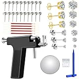 Reusable Ear Piercing Kit, Professional Salon Peircings Gun Tools With Silver Earrings Set For Home