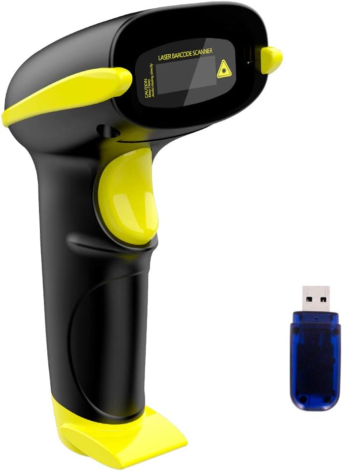 NADAMOO Wireless Barcode Scanner Compatible with Bluetooth, Handheld USB 1D Cordless Laser Bar Code Reader for Inventory, Work with Windows/Mac OS/Linux Computer, Made for iPhone, iPad, and Android