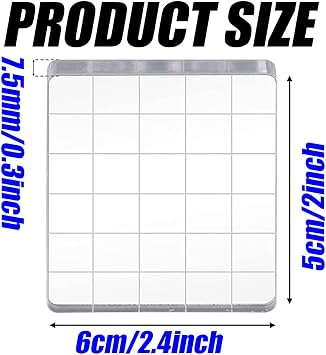 6Pcs Stamp Blocks, Acrylic Stamping Blocks Tools Set, Clear Decorative Stamping Block with Grid Lines for DIY Crafts, Card Making, Scrapbooking