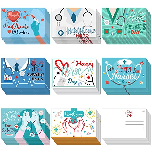 Junkin 80 Pcs Healthcare Workers Thank You Card For Nurses Doctor Nurses Gifts Medical Hospital Appreciation Card Assorted Blank Postcards For Emts Medical Staff Workers #TOP11