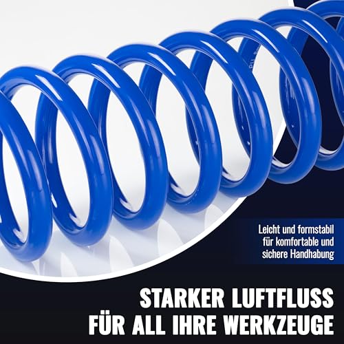 Poppstar Spiral Druckluftschlauch 10m aus PU (5mm x 8mm Durchmesser) Spiralschlauch Druckluft mit Knickschutz und Schnellkupplung NW 7.2