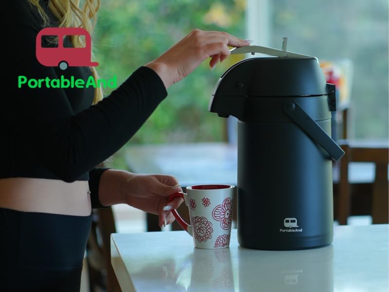 Miniatura 7 de PortableAnd Dispensador térmico de chocolate de doble pared aislado al vacío de acero inoxidable de 101 onzas con bomba de aire calor de 12 horas de