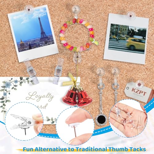 GOOLADA 275pcs Clear Push Pins,5 Types Clear Thumb Tacks, Plastic Head Thumbtacks, Tacks, TACS, Push Pins for Bulletin Board, Wall, Cork Board, Shadow Box Accessories - Thumbnail 4
