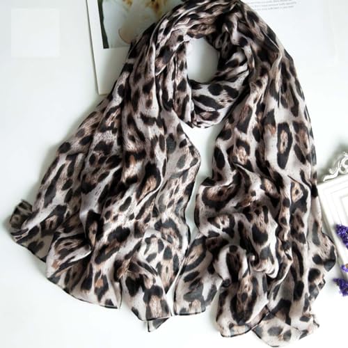 Women Leopard Scarf Long Neck Scarf Leopard Print Shawl Wraps Animal Pattern Swimwear Scarf Beach Wrap Bikini Cover Up2