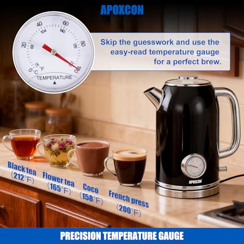 Hervidor eléctrico APOXCON retro 1.8 L acero inoxidable miniatura 3