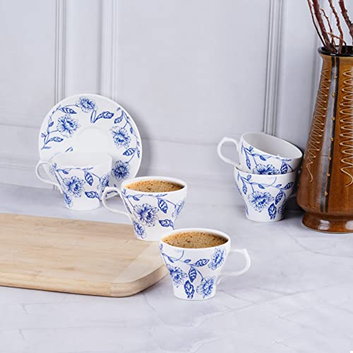 Image of Dandy Lines Liza Jodhpur Tea Cups Mugs, Bone China, Pack of 12, Microwave & Dishwasher Safe, Great for Home Use & Gifting