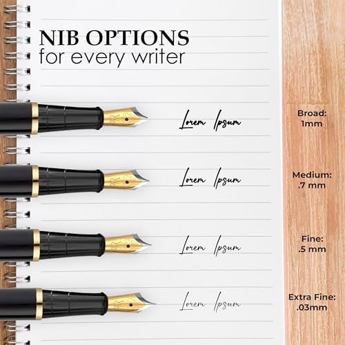 Image of Wordsworth & Black Fountain Pen Set for Writing,Extra Fine Nib, Silver | Gift for Men & Women, Brass Body, 18K German Iridium, Calligraphy, Converter + 24 Ink Cartridges, Refillable, Leak-Free