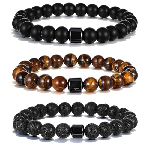 TIESOME Lot de 3 bracelets Bracelet œil de tigre pour