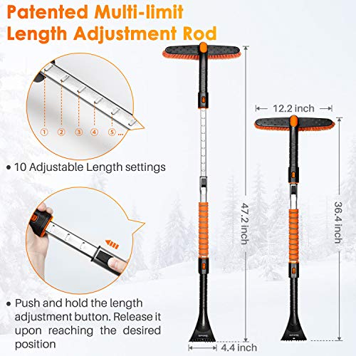 image for AstroAI Ice Scraper and 36.6'' to 47.2'' Extendable Snow Brush Removal