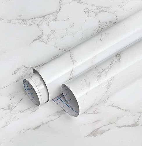Miniatura 1 de Papel adhesivo de mármol gris y blanco, papel tapiz autoadhesivo con diseño de mármol brillante, impermeable, papel de contacto extraíble para