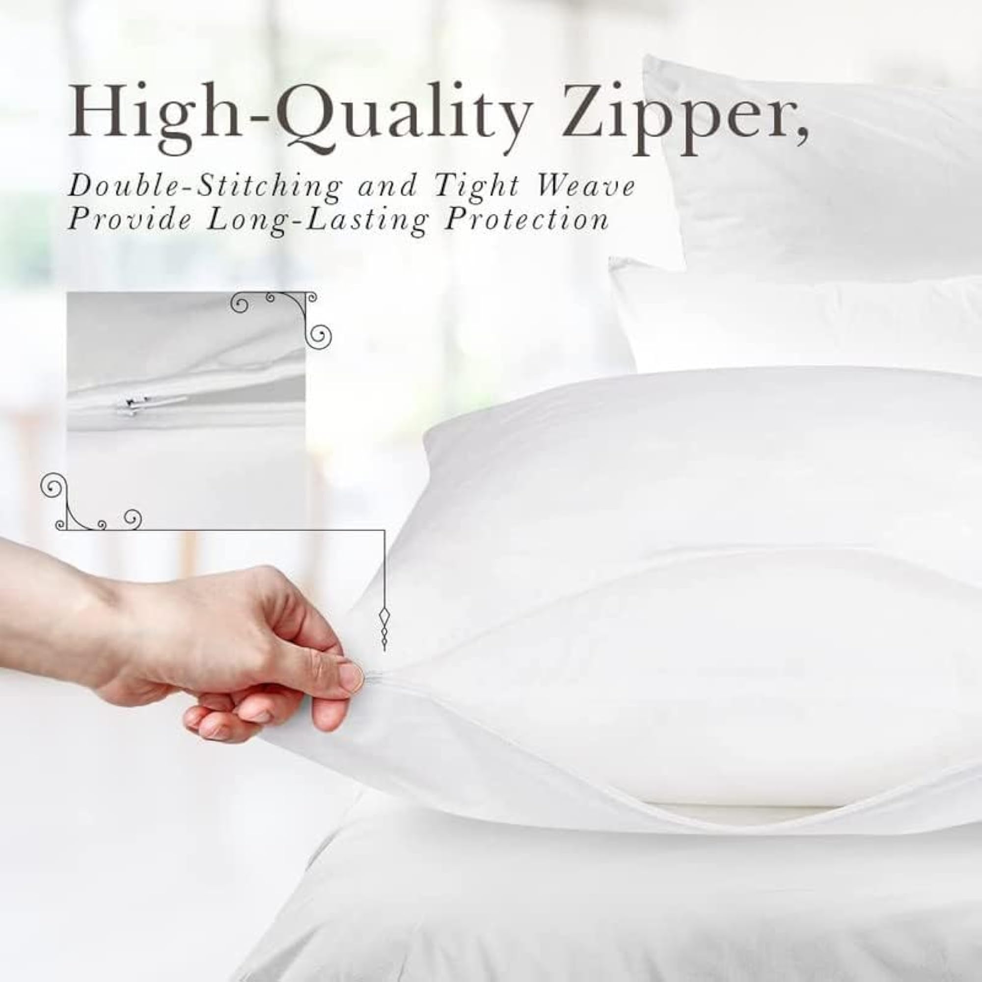 Oxford Pillow Cover Set of 2 Cotton with Zipper Closure