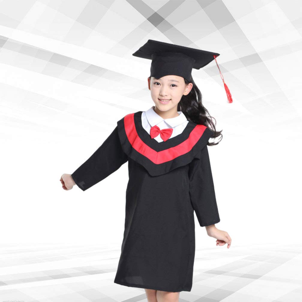 Amosfun Kids Graduation Gown and Cap with Tassel Set for Preschool Kindergarten Ceremony, Toddler Academic Bachelor Costume for Photography (Red, 120cm) - Image 7