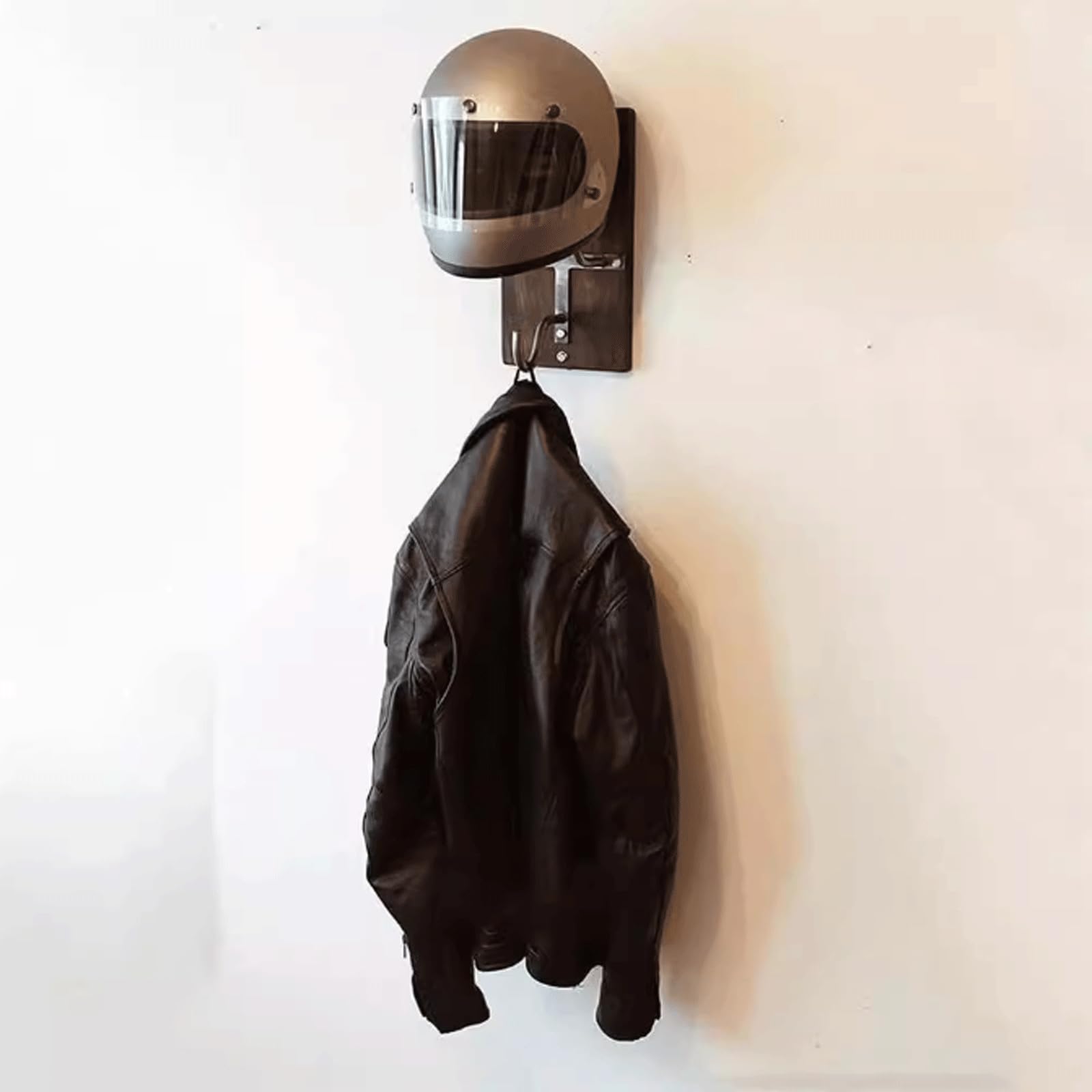 Wandhalterung aus Holz für Motorradhelme, Jackenhaken, Mantel-Organizer, Ständer für Hüte, Mützen, Handschuhe, Zubehör