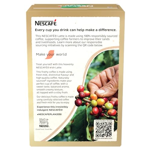 Image of NESCAFE Irish Latte Instant Coffee 7 Sachets, 100percent Responsibly Sourced Coffee Pack of 1