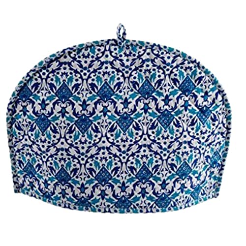Tea Cosy for Teapot 100% Cotton Wadding, Kitchen Accessories Blue Tea Cozy Kettle Cover Cover Traditional Tea Quilt Floral Warmer Home Decorative Tea Cosy (Blue)