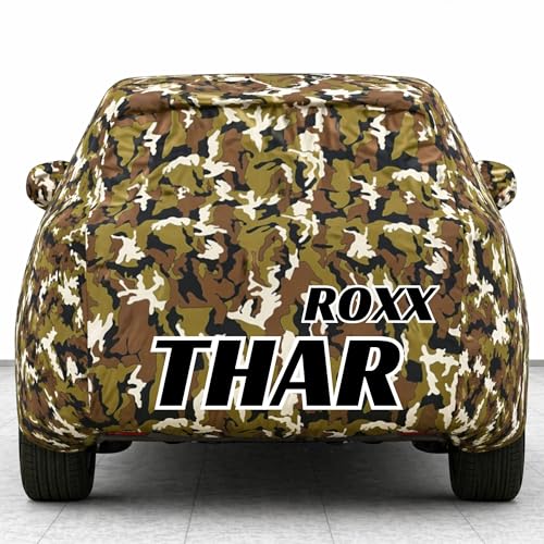 Image of Kings of Cover New Jungle 100% Waterproof Thar Roxx Car Cover | Polyester Car Body Cover for Rain & Sun | UV Protection, Dustproof, Scratch Resistant, Windproof, Heat Resistant, Custom Fit
