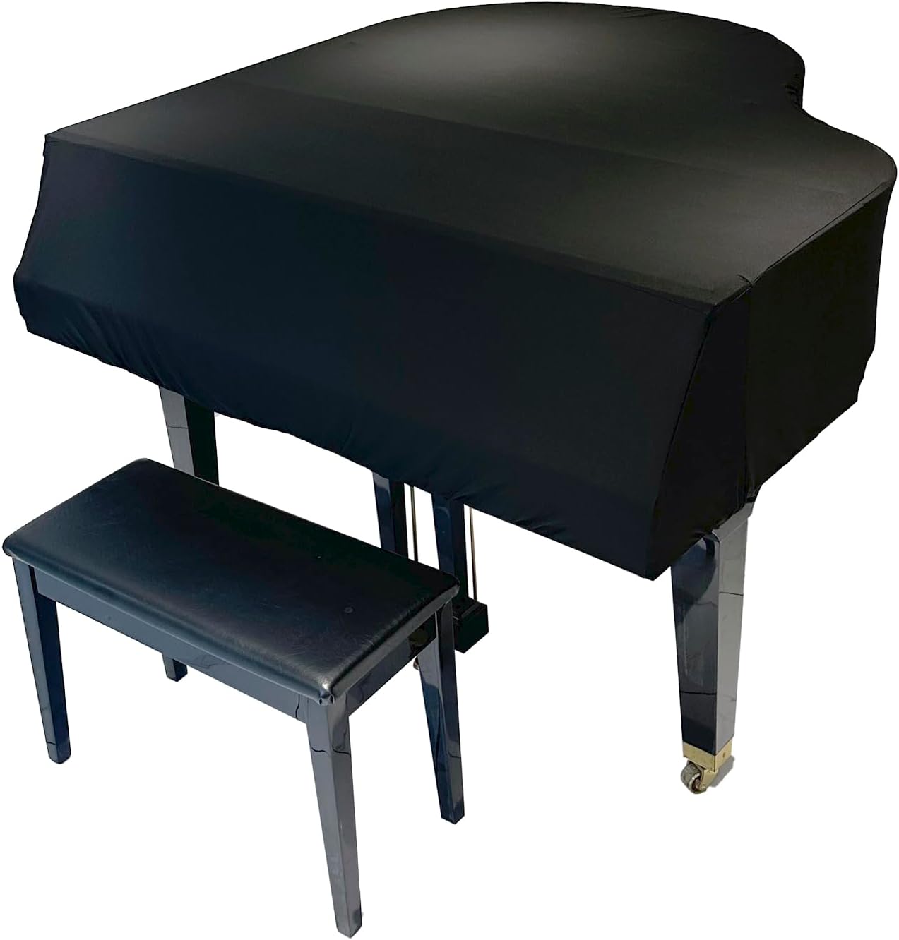 DEEP DEER Waterproof Dustproof Elastic Grand Piano Cover - Minimalist All-Black - with Elastic Drawstring - Fits Petite Grand & Baby/ Medium/Parlor Grand Pianos (M-FOR Medium Grand Piano)