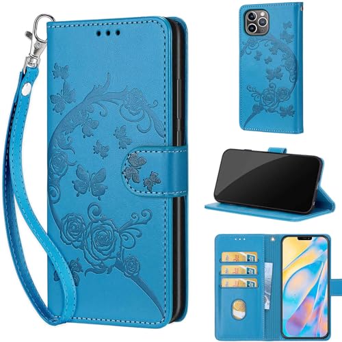 Étui portefeuille iPhone 12 Pro Max motif fleuri idée cadeau femme avec support