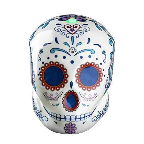 Halloween Forevermore Ceramic Essential Oil Diffuser | Day of the Dead Sugar Skull Design | Adjustable Light Settings | Silent Personal Humidifier for Aromatherapy Oils