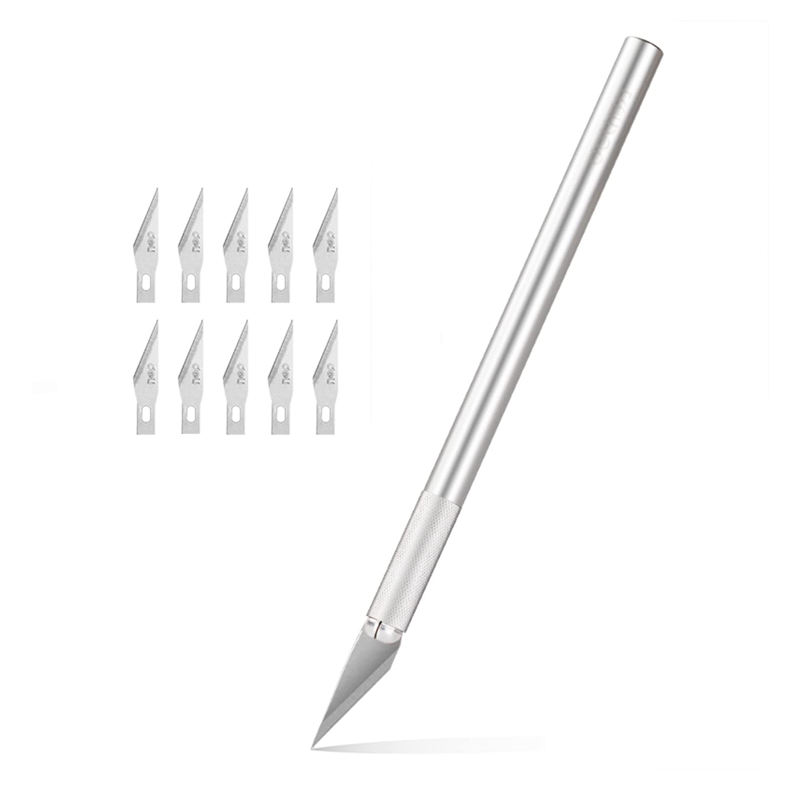 Deli Craft Knife Set with 10pcs Blades, Craft Knife for Crafting, Scrapbooking, Stenciling, Paper, Woodworking, DIY Projects, Silver