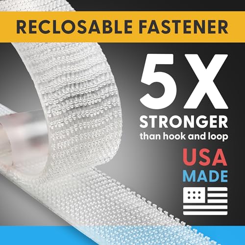 Image of Industrial Strength -10FT 2Pack - Clear Indoor /Outdoor Adhesive Mounting Tape- Self Mating Reclosable Fastener Compatible with 3M SJ3550 / SJ3560 Dual Lock (Pack of 2)