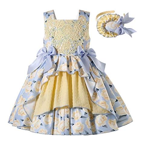 Ju petitpop Vestido Niña Amarillo Floral Cover