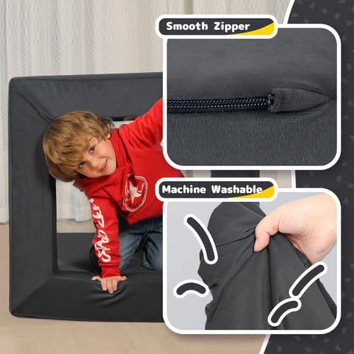 Image of Edbuosy 22Pcs Modular Kids Play Couch - Kids Couch for Playroom Bedroom Living Rooms Toddler Sofa for Inspiring Child Creativity,Children Convertible Foam Sofa (Warm Gray, 22PSC)