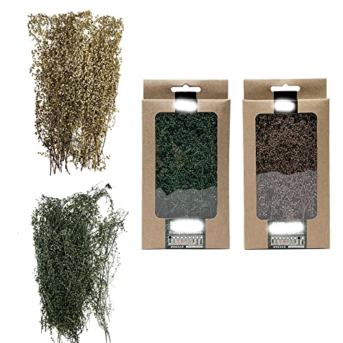 Cayway 2 Pack Miniature Shrubs Model Bushes 2 Color Long Shrub Vegetation Groups Model Grass Tufts for DIY Architecture Building Model Railway Train Diorama Garden Scenery Landscape Layout