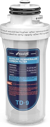 Frizzlife Cartucho de filtro de repuesto para TD-9, filtro alcalino de remineralización