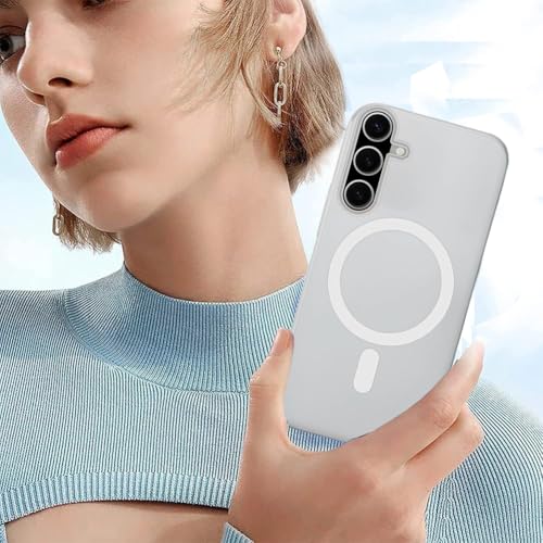 Image of SHINESTAR Back Cover for Samsung Galaxy A26 5G | Frosted Semi-Transparent Slim Case | Only Compatible with Wireless Magnetic Accessories | Hard Back, Matte Finish - White